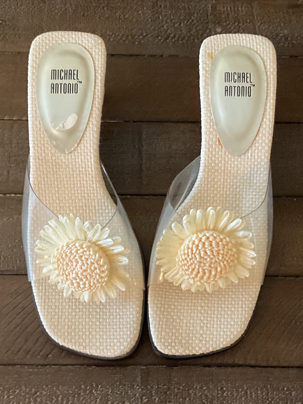 🤩 Vintage Michael Antonio clear strap slide sandals - size 7